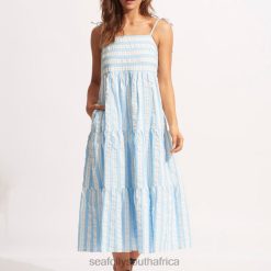 Clothes Powder Blue 6XZD4686 Women Seafolly Cabana Tier Maxi