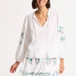 Clothes White 6XZD4722 Women Seafolly Eden Embroidery Skirt