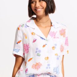 Clothes White 6XZD4734 Women Seafolly Under The Sea Beach Shirt