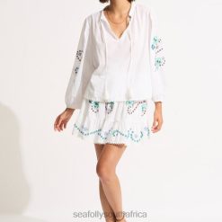 Clothes White 6XZD4737 Women Seafolly Eden Embroidery Top