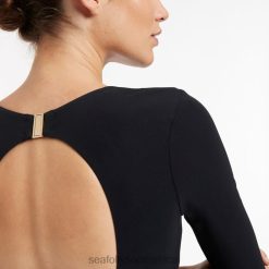 Swimwear Black 6XZD4108 Women Seafolly Jetset Plunge Surf Suit