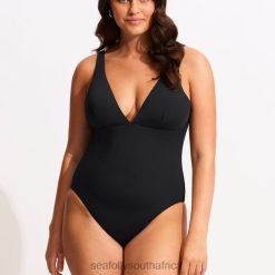 Swimwear Black 6XZD4133 Women Seafolly Collective V Neck One Piece
