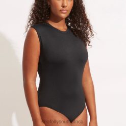 Swimwear Black 6XZD420 Women Seafolly Collective Cap Sleeve One Piece