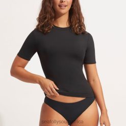 Swimwear Black 6XZD4247 Women Seafolly Collective Short Sleeve Sunvest