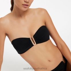 Swimwear Black 6XZD4271 Women Seafolly Jetset Bandeau Bikini Top