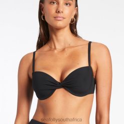 Swimwear Black 6XZD4280 Women Seafolly Jetset Twist Front Moulded Top