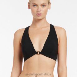 Swimwear Black 6XZD4444 Women Seafolly Jetset Halter Tie Top
