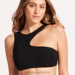Swimwear Black 6XZD4454 Women Seafolly Second Wave Assymetrical Tank