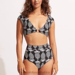 Swimwear Black 6XZD4564 Women Seafolly Corsica Cap Sleeve Tank