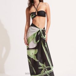 Swimwear Black 6XZD4723 Women Seafolly Palm Paradise Pareo