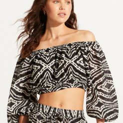 Swimwear Black 6XZD4744 Women Seafolly Zanzibar Crop Top