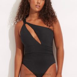 Swimwear Black 6XZD495 Women Seafolly Collective One Shoulder One Piece