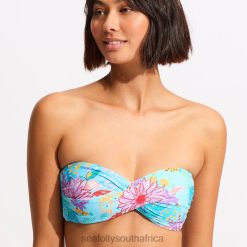 Swimwear Blue Mist 6XZD4525 Women Seafolly Under The Sea Twist Bandeau Bikini Top