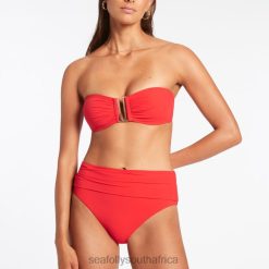 Swimwear Cherry 6XZD4336 Women Seafolly Jetset Fold Down High Waisted Bikini Bottom