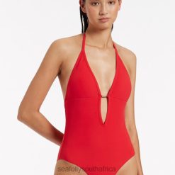 Swimwear Cherry 6XZD484 Women Seafolly Jetset Plunge One Piece