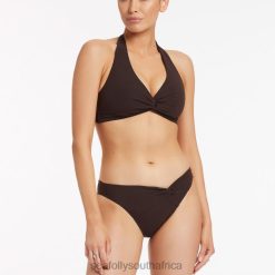Swimwear Chocolate 6XZD4473 Women Seafolly Jetset Twist Front Bikini Bottom
