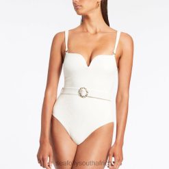 Swimwear Cream 6XZD4119 Women Seafolly Isla Rib Sweetheart Tank One Piece