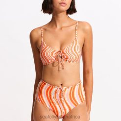Swimwear Fashion 6XZD4561 Women Seafolly Mod Squad Drawstring Keyhole BraletteMandarin