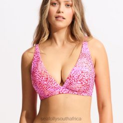 Swimwear Fuchsia Rose 6XZD4403 Women Seafolly Sea Skin Dd Fixed Tri Bikini Top