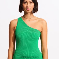 Swimwear Green 6XZD4659 Women Seafolly Sea Skin Rib One Shoulder Top