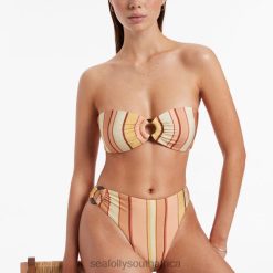Swimwear Marigold 6XZD4450 Women Seafolly Fira Stripe Trim Bandeau Bikini Top