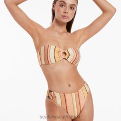 Swimwear Marigold 6XZD4451 Women Seafolly Fira Stripe High Leg Trim Bikini Bottom