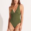 Swimwear Olive 6XZD4149 Women Seafolly Collective Cross Back One Piece