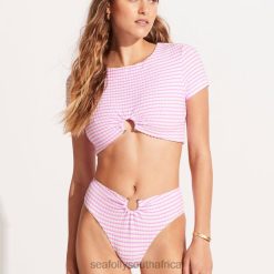 Swimwear Parfait Pink 6XZD4538 Women Seafolly Sorrento Stripe High Waisted Bikini Bottom