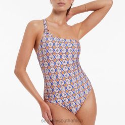 Swimwear Retro Orange 6XZD4138 Women Seafolly Azura Geo One Shoulder One Piece