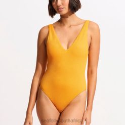 Swimwear Rockmelon 6XZD4102 Women Seafolly Sea Dive Deep V Neck One Piece