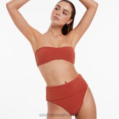 Swimwear Russet 6XZD4378 Women Seafolly Isla Rib Fold Down High Waisted Bikini Bottom