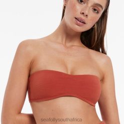 Swimwear Russet 6XZD4420 Women Seafolly Isla Rib Minimal Bandeau Bikini Top