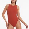 Swimwear Russet 6XZD450 Women Seafolly Isla Rib High Neck One Piece