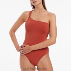 Swimwear Russet 6XZD478 Women Seafolly Isla Rib One Shoulder One Piece