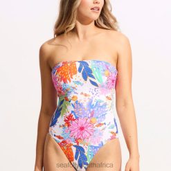 Swimwear White 6XZD467 Women Seafolly Under The Sea Dd Bandeau One Piece