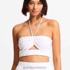 Swimwear White 6XZD4735 Women Seafolly Crinkle Crop Top